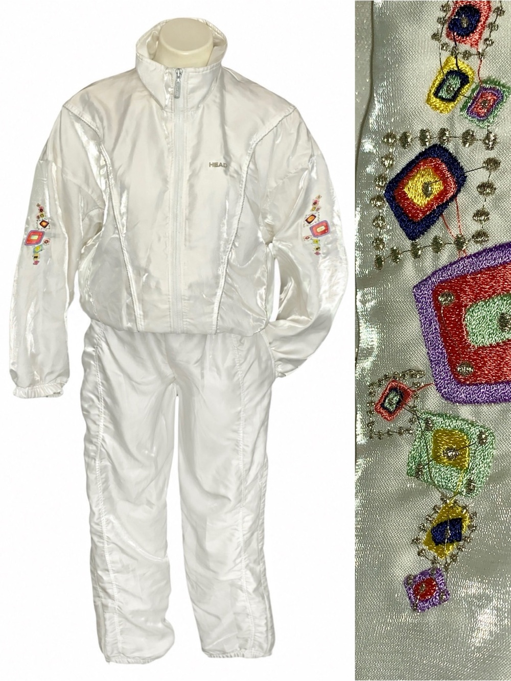 Vintage HEAD Pearlescent Embroidered Tracksuit Set Oversized 90s Skiwear